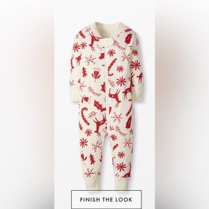 Hanna Andersson Christmas pajamas / sleeper, scandi cane, 12-18 months